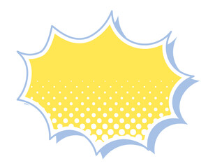 アメコミ吹き出し　ドット柄・カラフルな影　トゲトゲ　黄色