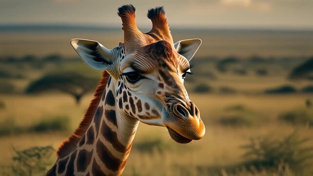静寂のサバンナに佇むキリンが伝える穏やかな孤独と癒やしの世界