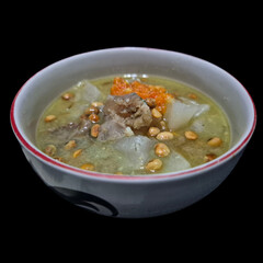 Traditional Indonesian Beef Soup with Daikon Radish and Peanuts