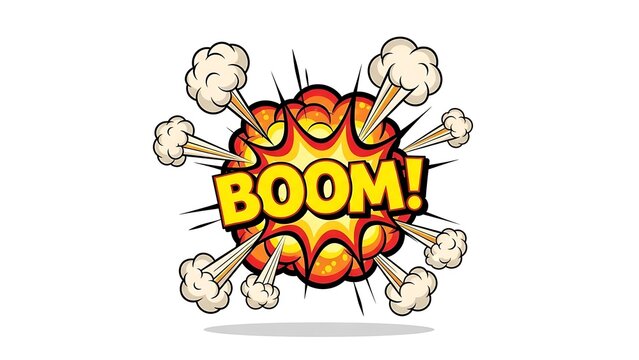 Comic book explosion with the word boom on a white background - Powered by Adobe