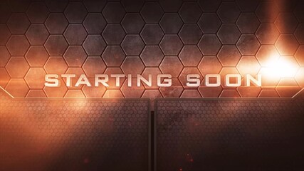 Starting soon text animation effect steel impact 4k background video - Powered by Adobe