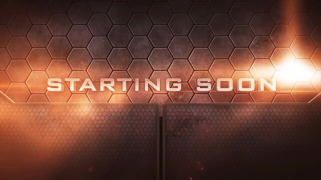 Starting soon text animation effect steel impact 4k background video