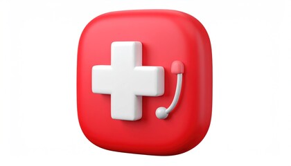 Fototapeta premium 3d first aid medicine and emergency call to hospital for diagnostic health pharmaceutical