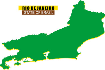 Rio de Janeiro State map of Brazil in state colors