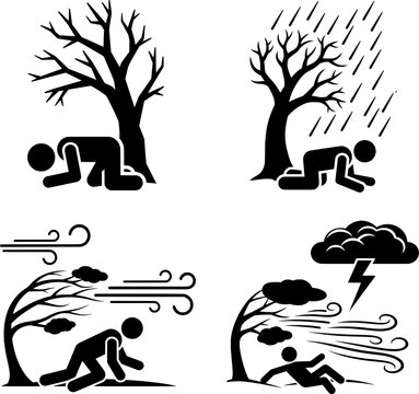 People Hiding and Surviving Severe Weather Conditions Collection