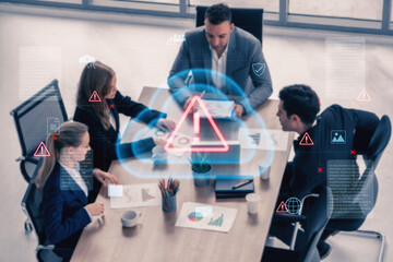Cloud computing with alert icons and security elements, representing real-time threat detection, risk prevention, and digital infrastructure protection Parse