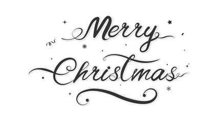 Handwritten Merry Christmas Vector Lettering with Star and Snowflake Elements.
