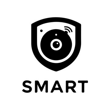 Smart security camera icon logo shield surveillance system technology