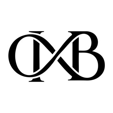 Monogram ib with infinity symbol intertwined, elegant black letters on, white