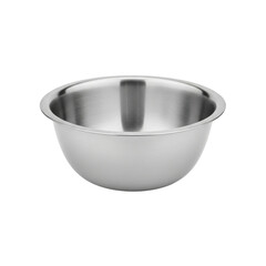 Empty stainless steel bowl isolated on transparent background for kitchen use

