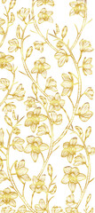 Elegant Gold Floral Pattern on Black Background for Luxury Decorative Design