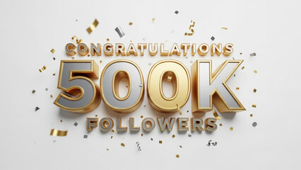 Golden 500K followers celebration with confetti a milestone achievement for social media success perfect for congratulatory posts and marketing campaigns