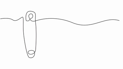 Safety Pin in continuous one line drawing one line draw design full length video, motion graphic, animation, doodle outline safety pin on white background. - Powered by Adobe