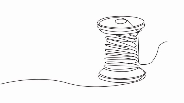 continuous movement of the contour of the drawing, video drawing of the line in 4k format, embroidery, darning, Spool thread continuous one line drawing.