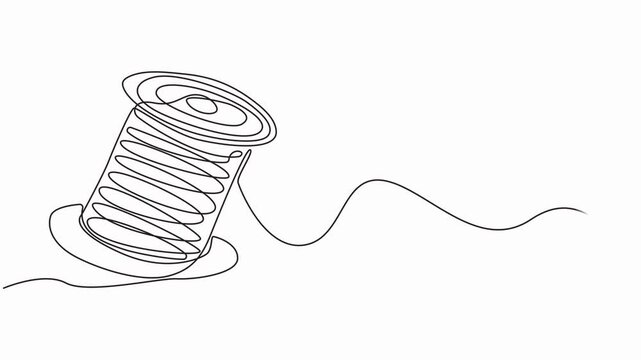 continuous movement of the contour of the drawing, video drawing of the line in 4k format, embroidery, darning, Spool thread continuous one line drawing.