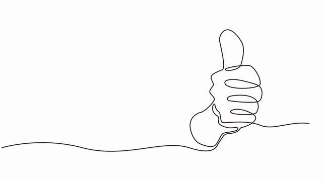 thumbs up continuous one line drawing video, Animated self drawing of single continuous line drawing  the thumbs up, motion graphic.