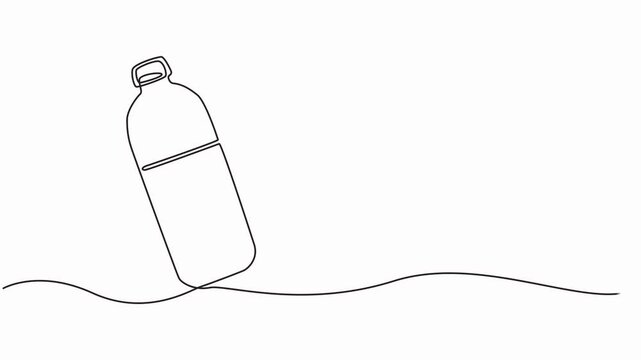 Water bottle continuous one line drawing. Single line art drinks concept video animation full length video, motion graphic.
