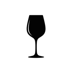 Elegant black silhouette of a classic wine glass perfect for menus logos or beverage design concepts