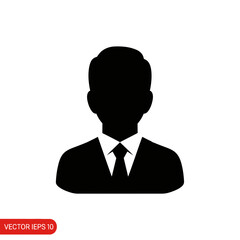 Professional silhouette icon representing a confident businessman or male user profile ready for corporate design projects
