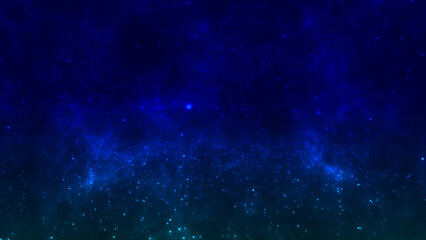 Deep Blue Nebula and Cyan Glittering Starfield Background