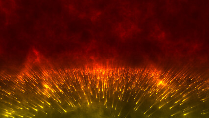 Fiery Red and Yellow Meteor Shower Abstract Background