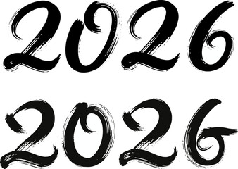 Obraz premium 2026 Calligraphy Brushstroke Numbers Illustration