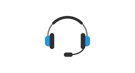 Minimalist illustration of a headset with microphone isolated on white background