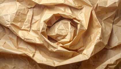 Wrinkled tan paper in a spiral shape
