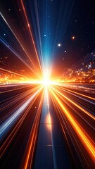 Radiant, fast light rays zoom forward