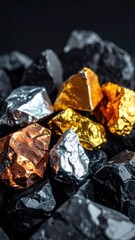 Heap of shiny metallic rocks