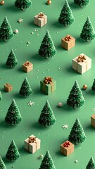 Holiday pattern trees & gift boxes