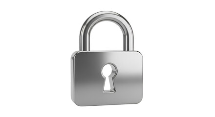 Fototapeta premium Shiny silver padlock with a keyhole isolated on transparent background