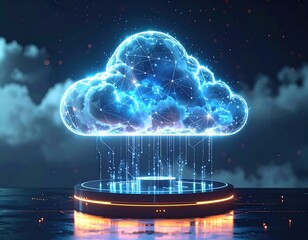 Glowing cloud with digital connection