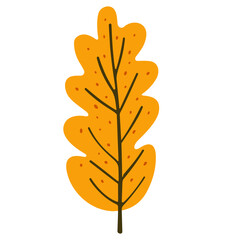 Vibrant autumnal season single decorative oak leaf illustration, depicting the colorful essence of fall nature and harvest time
