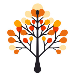 Obraz premium Stylized Autumn Tree Illustration with Abstract, Colorful Leaves in Warm Fall Hues, Depicting Seasonal Beauty and Artistic Design