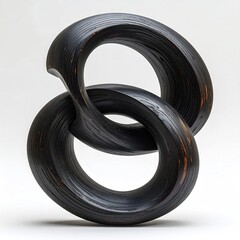 Knot-like, dark, wooden sculpture
