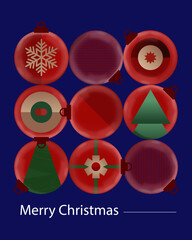 editable christmas baubles greetings card in dark blue background  © bibiana