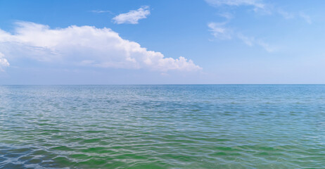 Ocean and Sky Horizon Background with Blue Water and Clear Atmosphere for Copy Space