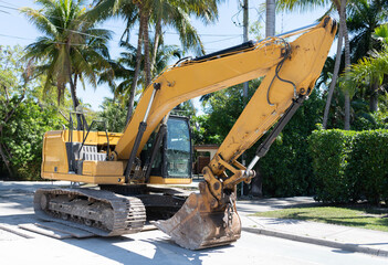 Heavy construction machines. Excavator. Heavy equipment of excavator with hydraulic system. Excavator heavy machinery. Industrial heavy equipment. Excavator machinery