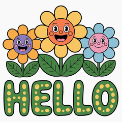 Hello flowers illustration vector art design for greeting cards and springtime design projects vector image