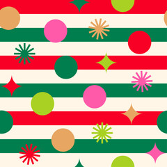 Dot and star with striped seamless pattern design for Christmas and new year background.