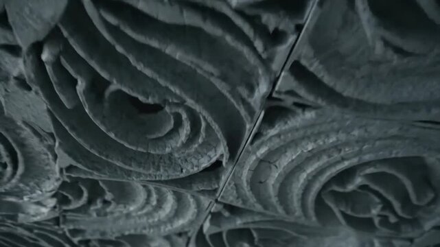 Patterned decorative ceiling in modern interior architecture.