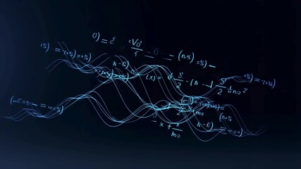 3D abstract math formulas with wave graphs, Futuristic digital equations visualization, Blue science concept background
- Powered by Adobe