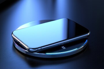 A sleek wireless charger with a phone resting on it