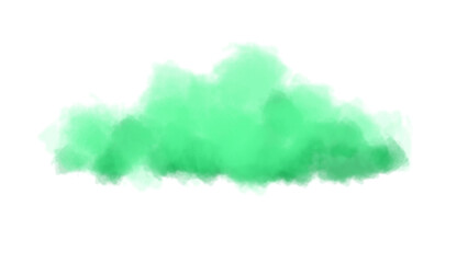 Green smoke cloud isolated on black background, abstract mist effect with copy space for design, overlay, and visual effects.