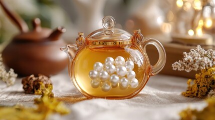 A small bubble tea-shaped coin purse with pearl design