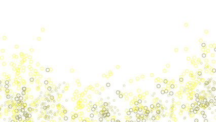 Abstract yellow circle particles on black background, dynamic glowing frame with copy space for text, posters, banners, and modern designs.