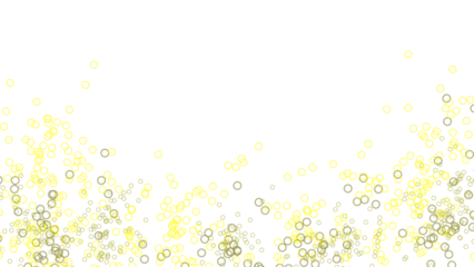 Abstract yellow circle particles on black background, dynamic glowing frame with copy space for text, posters, banners, and modern designs.