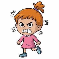 Cartoon angry girl illustration vector art design for emotion expression and character graphic design art