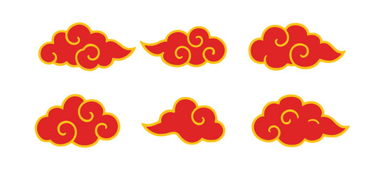 chinese clouds flat illustration bundle